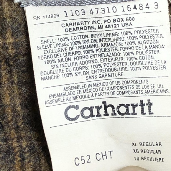 Vintage Carhartt Coat Mens XL Brown Canvas Blanket Lined Corduroy C52 CHT - Picture 4 of 12